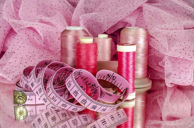 fashion studio tools measuring tape pins thread bridal dressmaking
